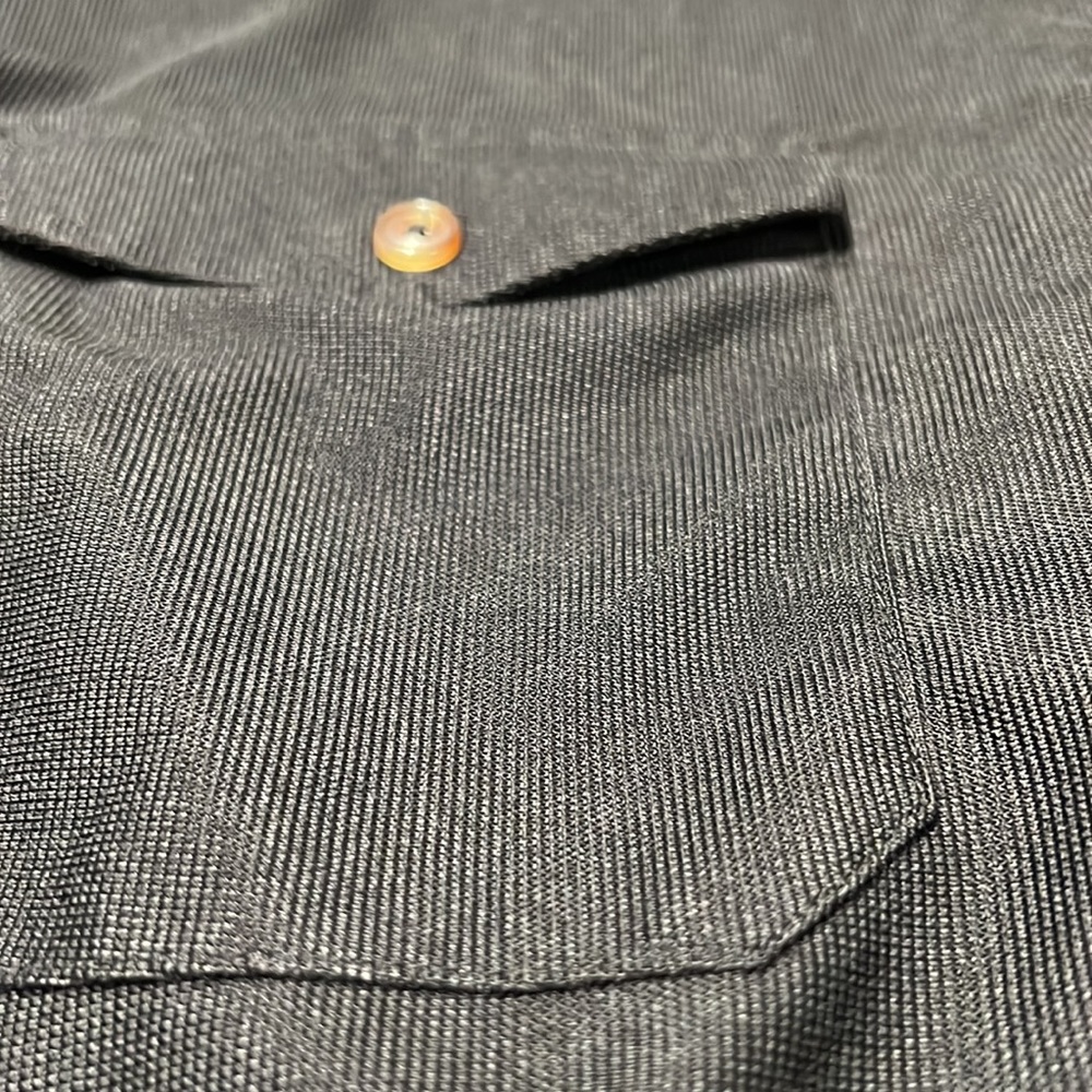 Black corduroy button down shirt. Red flannel on inside of collar/sleeves - Picture 4 of 5